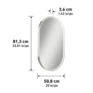 Artika Royce LED mirror 3 CCT with defogger, touch buttons, memory, white frame; size: 81.3x50.8x3.6 cm.