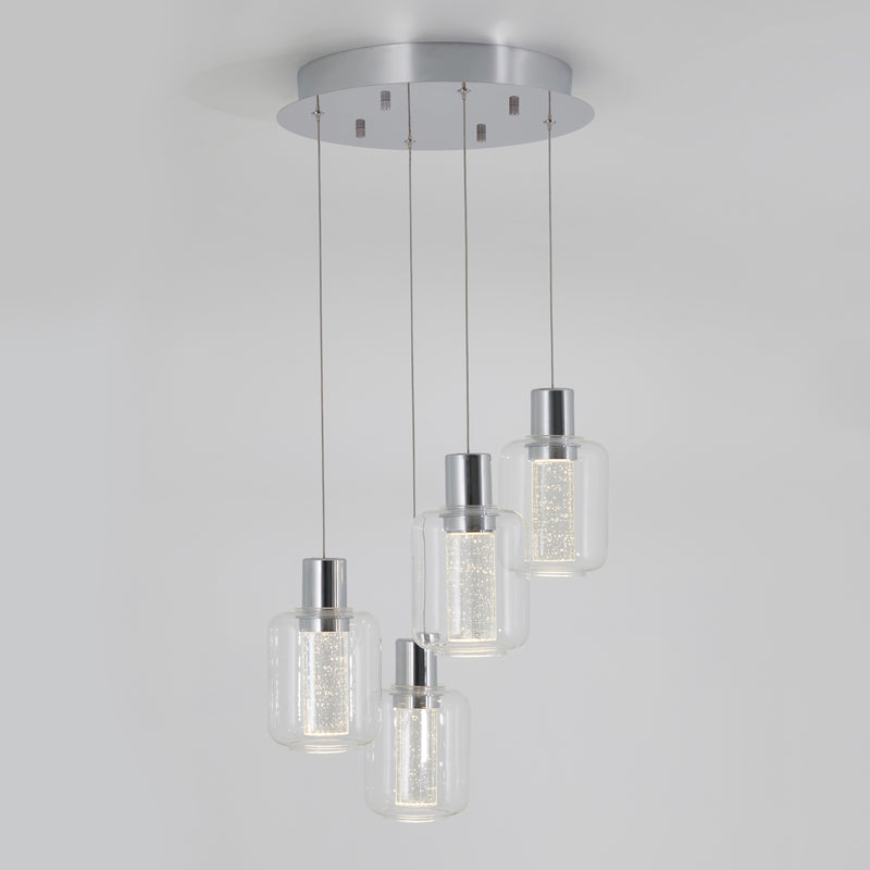 Champagne Globe lámpara suspendida LED de 4 luces