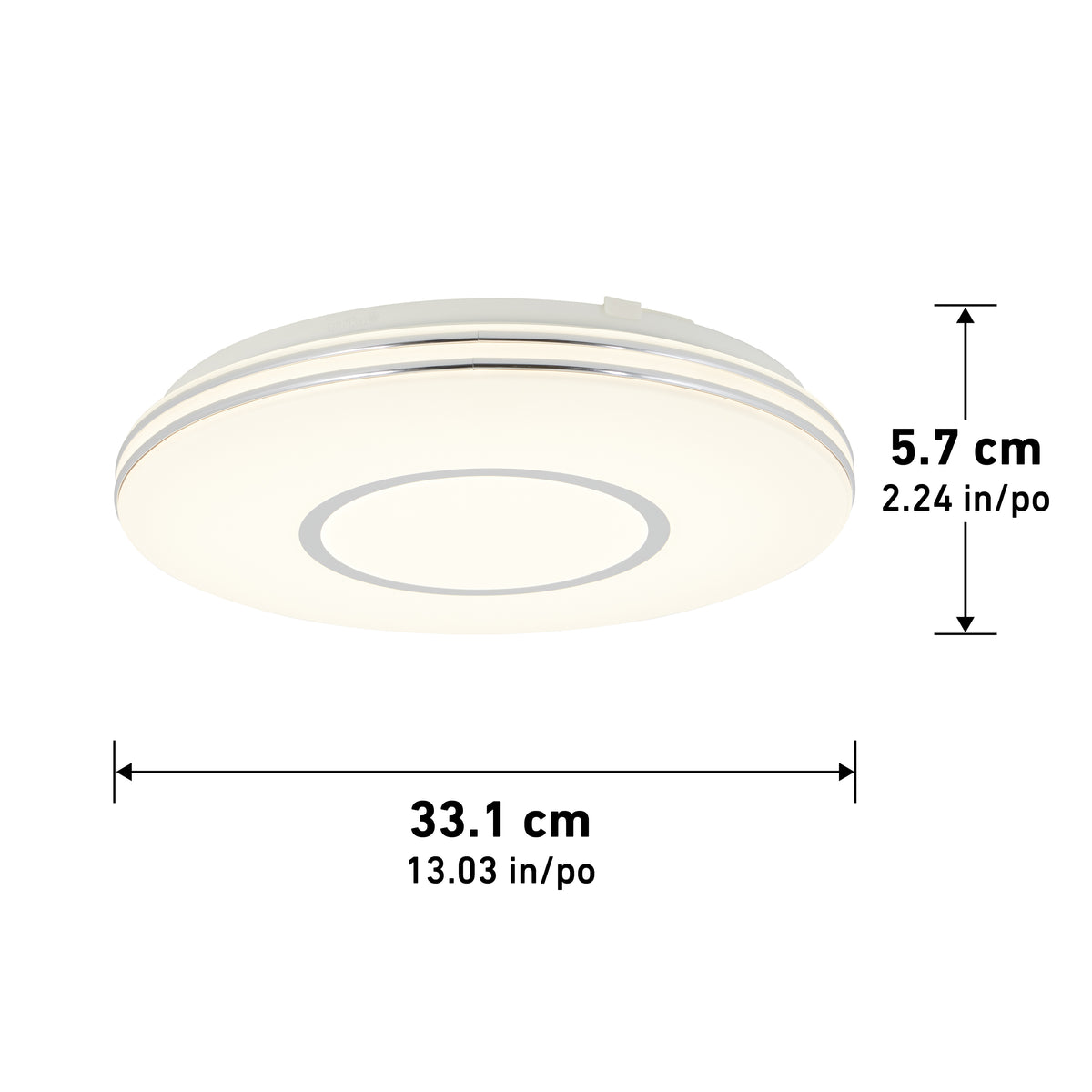 Artika Horizon 13 in. LED flush mount light, 3 CCT, shown on a white background; modern minimalist design.