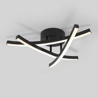 Artika Orly modern LED flush mount light features 3 CCT and three abstract, intersecting black and white bars.