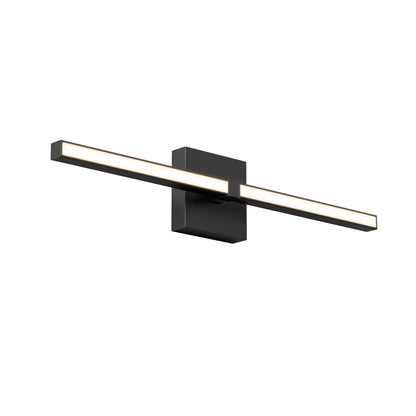 The Artika Convertible Pro 2 Wall Mounted bathroom vanity light features a modern black finish with a rectangular base and a slim horizontal LED bar, offering sleek, minimalist design and bright white illumination.