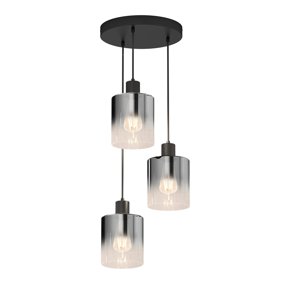 Haze modern 3-light pendant light glass