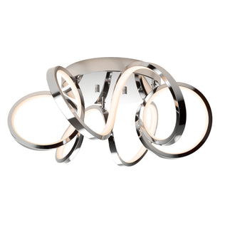 The Artika Swirl Ribbon LED flush mount light features intertwined chrome loops with built-in LEDs for a modern look. This dimmable ceiling fixture delivers stylish, adjustable lighting and an artistic touch to any space.