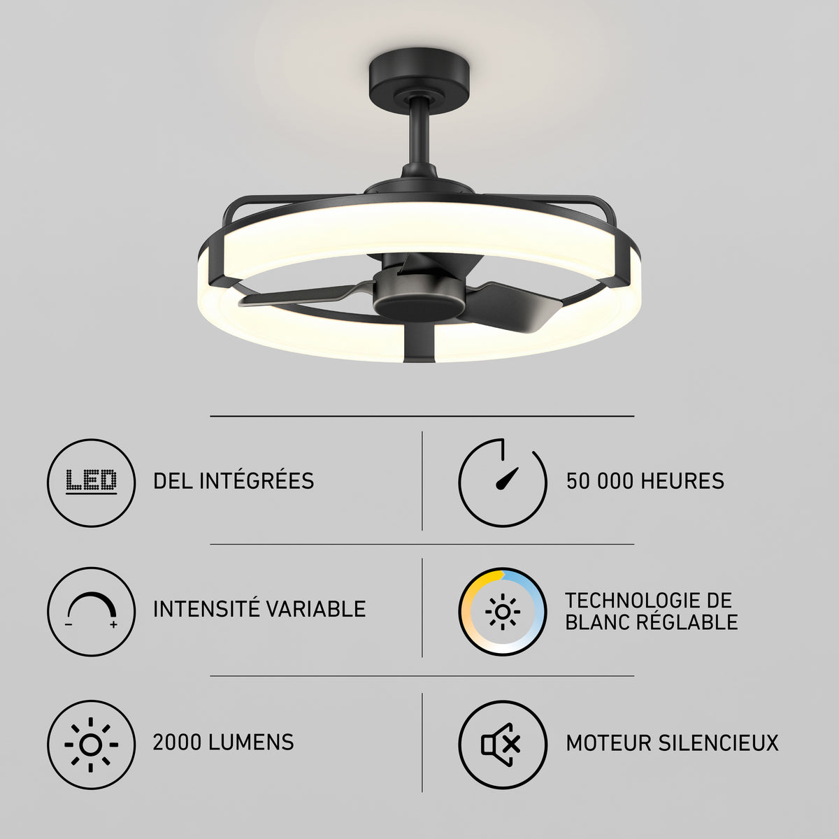 The Artika Sunnyvale 23 in. LED fandelier ceiling fan features adjustable light, 2000 lumens, silent motor, and remote control.