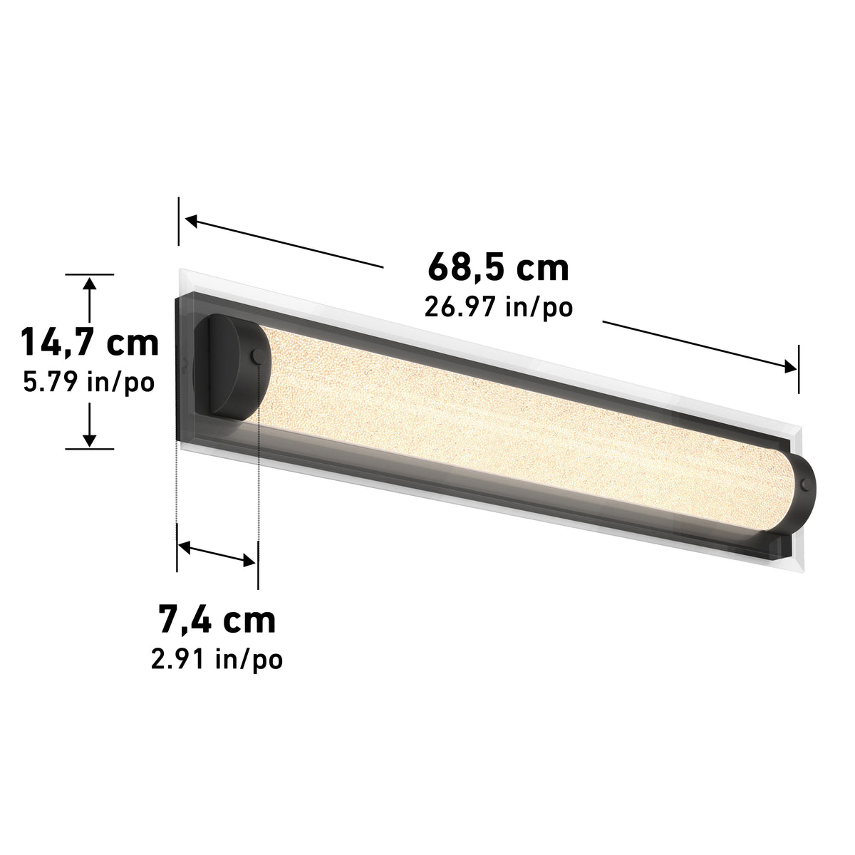 Glamour 27 pulg (69 cm) luminario de baño LED integrado 3 TCL para baño