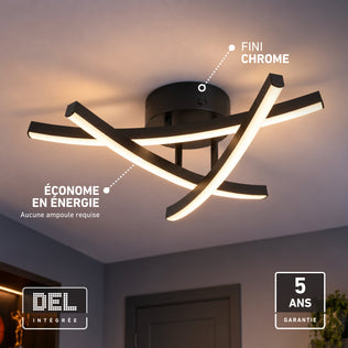 Artika Orly 18 in. (45 cm) Modern LED Flush Mount Ceiling Light 3 CCT with three curved chrome arms, energy efficiency, and a 5-year warranty.