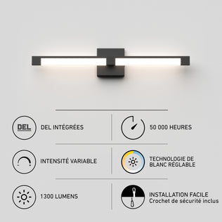 Artika Tivoli 27-in (69 cm) Integrated LED 5-CCT Vanity Light Bar, dimmable with 1300 lumens, 50,000-hour life, and easy installation.