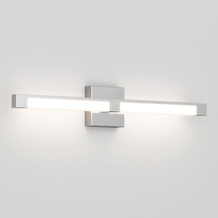 The Tivoli Modern LED Bathroom Vanity Light 5 CCT by Artika is a sleek, rectangular, wall-mounted fixture with a silver finish and adjustable bright white lighting that softly illuminates a plain white wall.