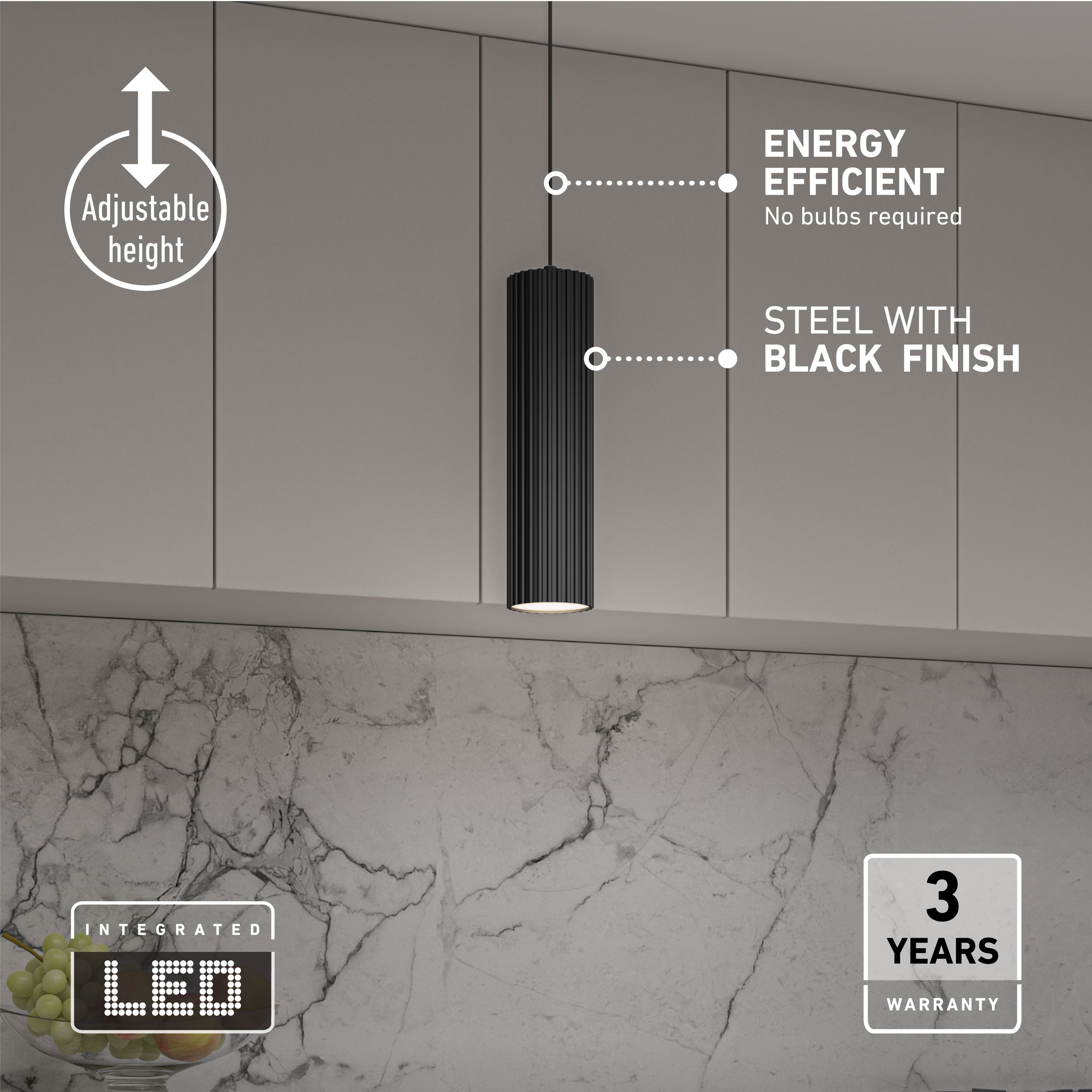 Groove LED Pendant Light 3CCT Matte Black in Matte Black | Artika