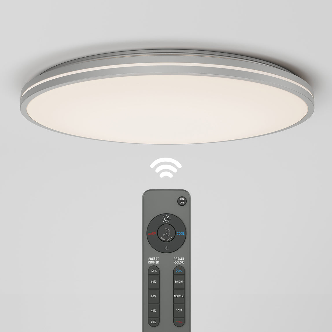 Athos 21 in. LED flush mount light  - with remote