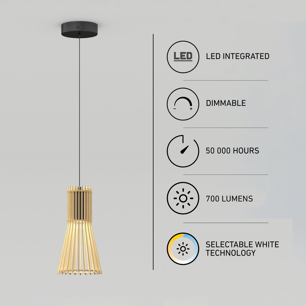 Kiyo modern LED pendant light 3 CCT