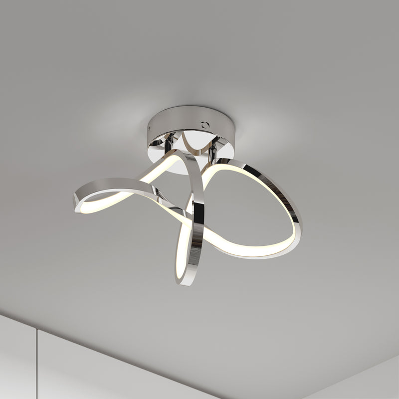 Loop 14 in. x 7 in. (35 x 17 cm) Modern Ceiling Light 3 CCT, Chrome