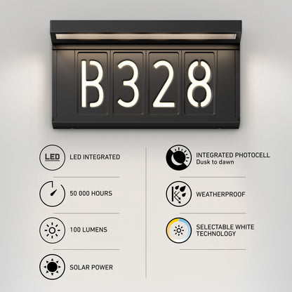 Bowen solar LED outdoor address wall light 5 CCT