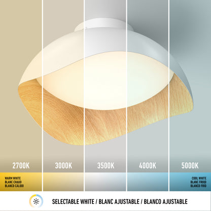 Adara 15 in. (38 cm) Modern LED Flush Mount Ceiling Light 5 CCT with five selectable color temperatures ranging from warm to cool white.