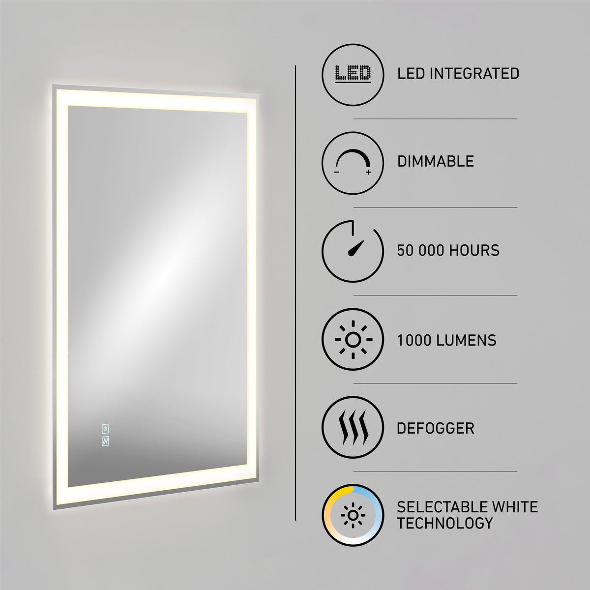 Sofia LED mirror 3 CCT with defogger