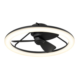 Artika Darren 23 in. LED modern fandelier ceiling fan, black, with light and remote, shown on white background.