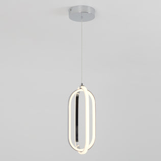 The Artika Arlo 1-light LED pendant features a modern oval-shaped design and hangs from a silver ceiling mount against a plain white background.