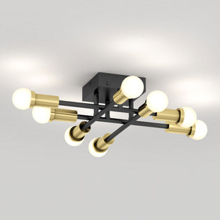 The Artika Aristo LED flush mount features six bulbs, black and gold rods, and 3 CCT adjustable color temperatures.