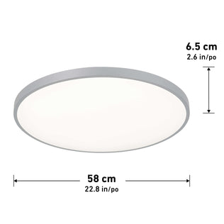 Artika Jupiter 23 in. LED flush mount light, remote included—dimmable with preset settings, width 58 cm, height 6.5 cm.