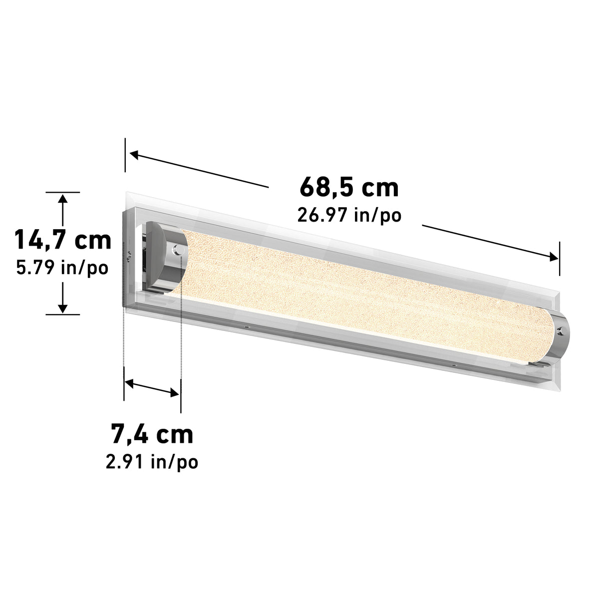 Glamour 27 pulg (69 cm) luminario de baño LED integrado 3 TCL para baño