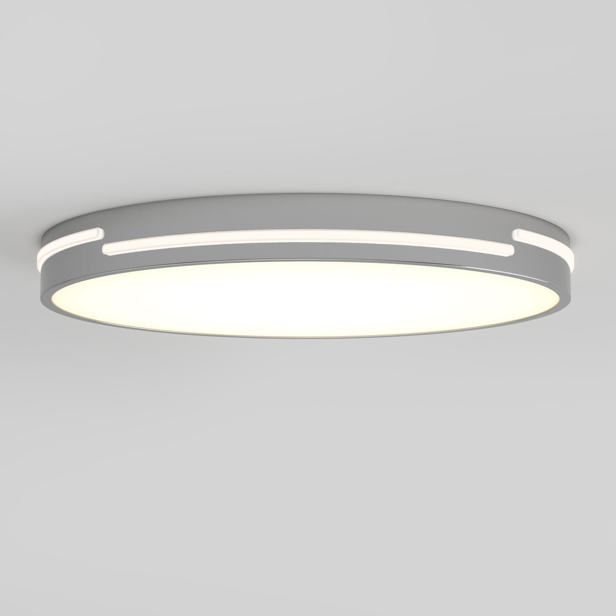The Artika Delray 15.7 in. LED modern flush mount features a matte black finish, white illuminated center, narrow edge accents, and adjustable 5 CCT colour balance, shown mounted on a plain light-colored ceiling.