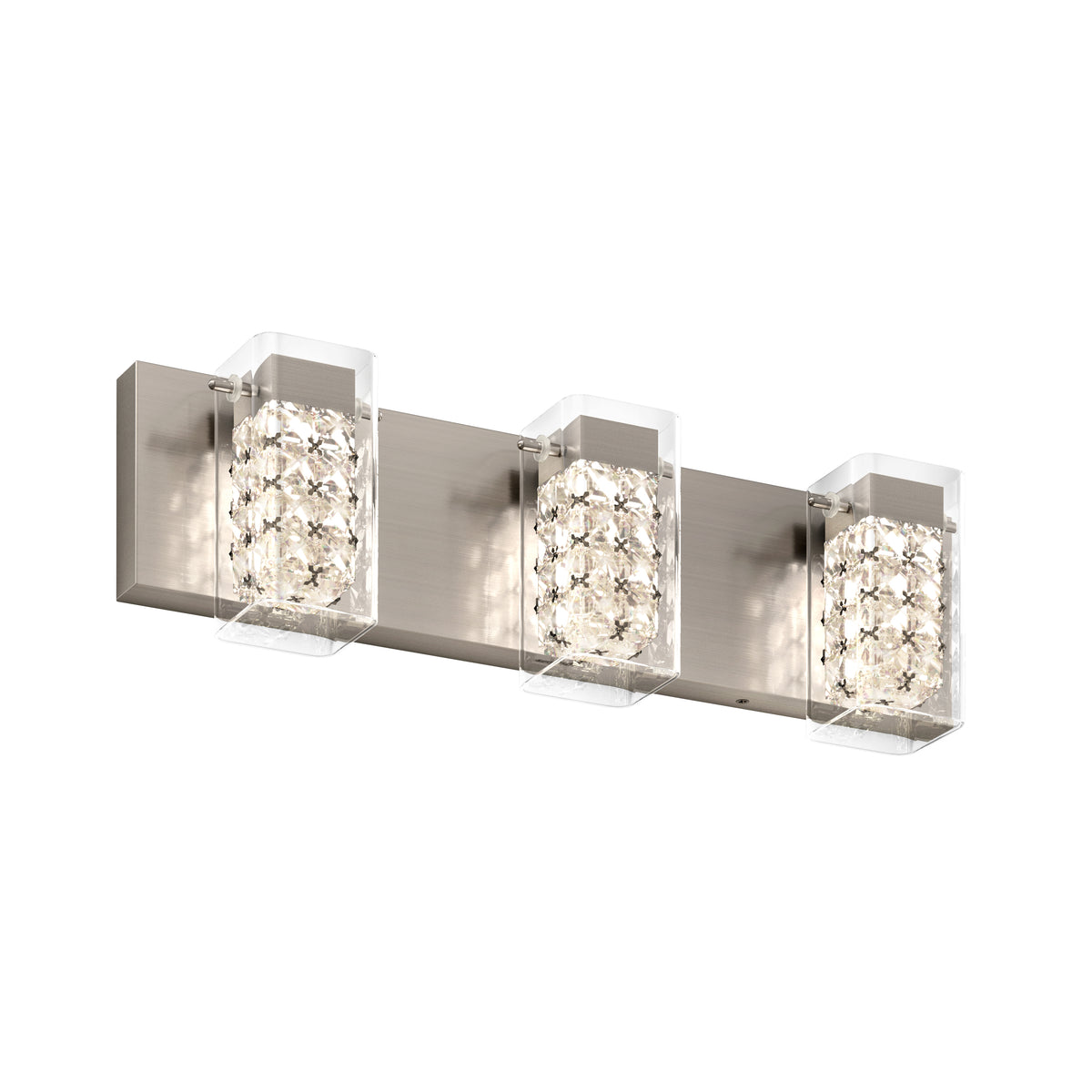 Crystal Cube 21 pulg (53 cm) luminario de vanidad de 3 luces LED moderno 5 TCL para baño