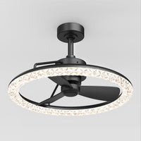 The Artika Carat 23" LED Modern Ceiling Fan has three black blades and a crystal-like light ring, plus remote control.