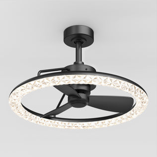 The Artika Carat 23" LED Modern Ceiling Fan has three black blades and a crystal-like light ring, plus remote control.