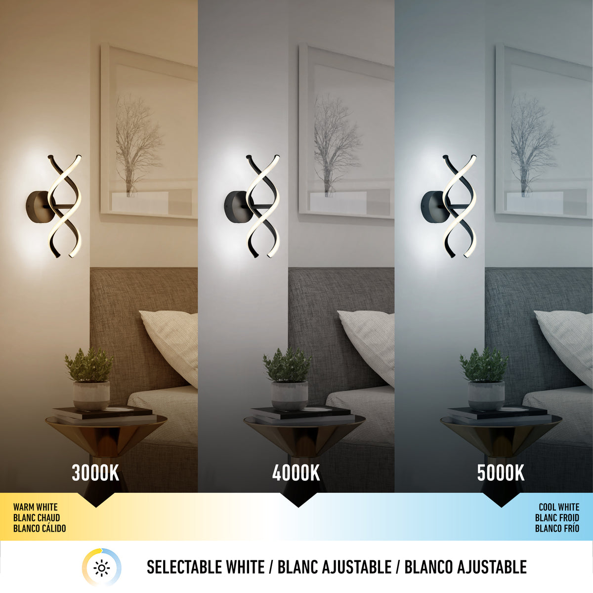 DNA modern LED wall sconce 3 CCT
