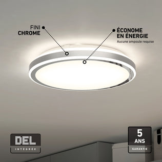 Artika Altitude 15 in. LED flush mount: modern, chrome, 5 CCTs, energy-saving, 5-year warranty.