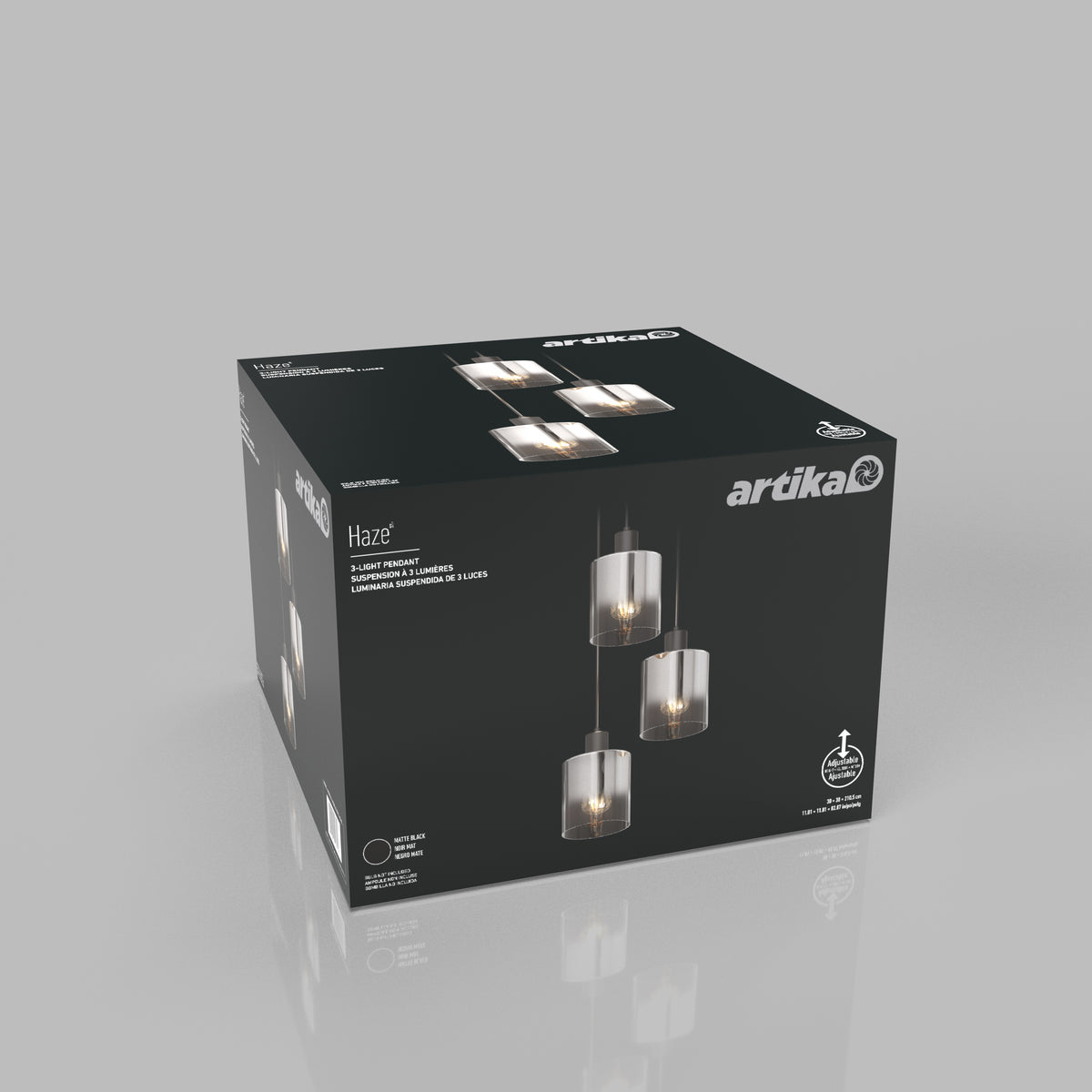 Haze modern 3-light pendant light glass