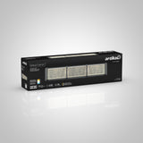 A rectangular black box for the Artika Subway Essence 3 light fixture, featuring images of the product and product details on the packaging, displayed against a plain, light gray background.