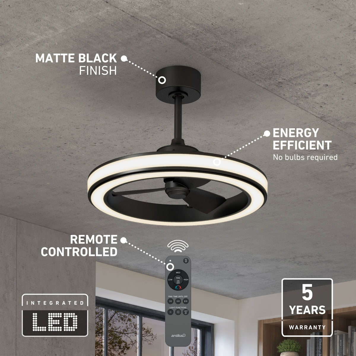 Edwin 23 in. (58 cm) LED modern fandelier ceiling fan with light - includes remote
