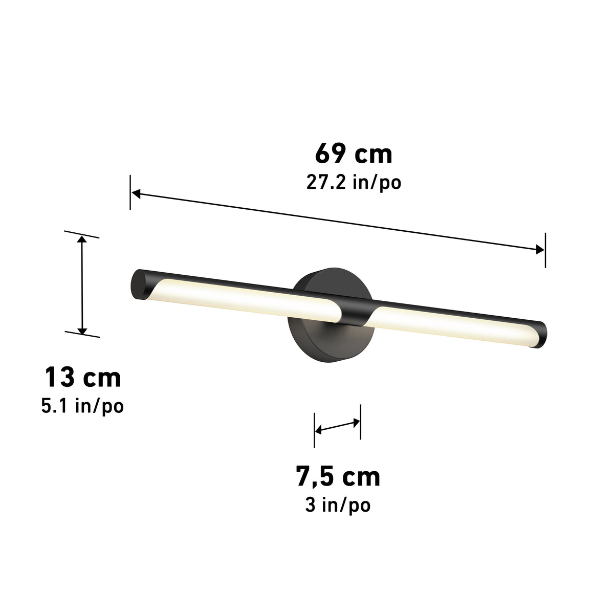 Ilona LED bathroom vanity light 5 CCT black
