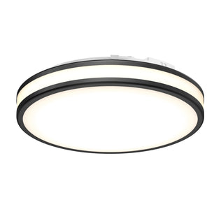 Artika Hemisphere 15 in. LED flush mount ceiling light with black rim and 5 adjustable CCT, viewed from below.