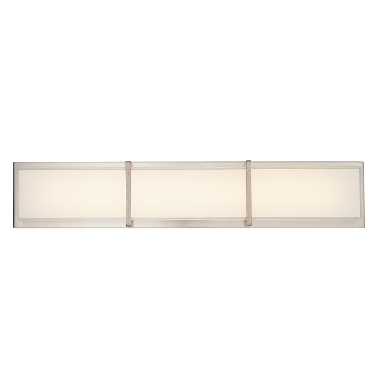 The Artika Subway modern LED bathroom vanity light features frosted glass and brushed metal in a minimalist, wall-mounted design.