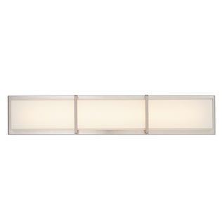 The Artika Subway modern LED bathroom vanity light features frosted glass and brushed metal in a minimalist, wall-mounted design.