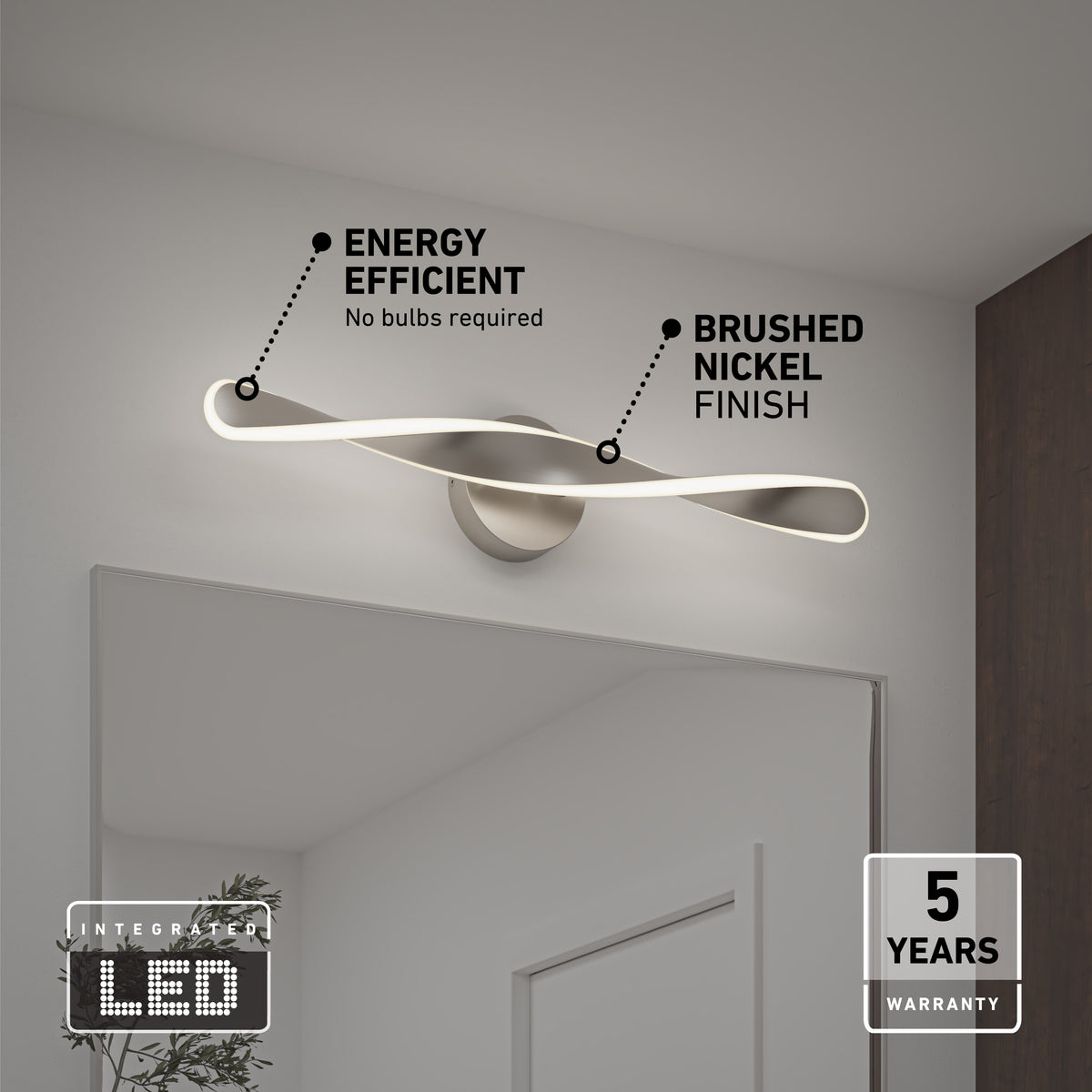 Finley 28 pulg (70 cm) luminario de baño LED integrado 3 TCL para baño
