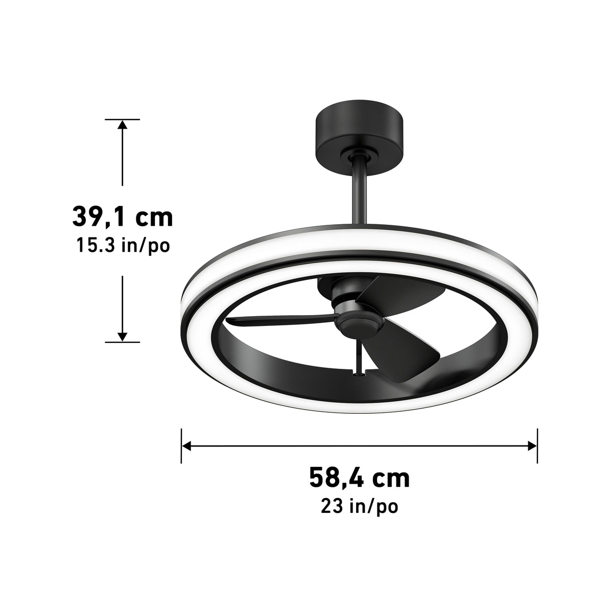 Edwin 23 in. (58 cm) LED modern fandelier ceiling fan with light - includes remote