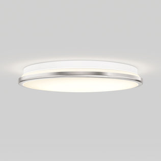 Artika Vera 13 in. Modern LED Flush Mount Ceiling Light in chrome with dimmable white diffuser, shown on a light gray background.