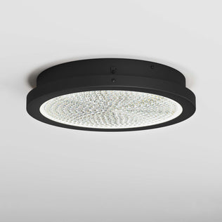 Artika Glitter 14″ LED Flush Mount ceiling light with textured illuminated glass, shown on a white ceiling.