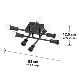 The Artika Aristo LED flush mount 3 CCT features six exposed bulbs and measures 53 cm x 12.5 cm; adjustable colour temperature.
