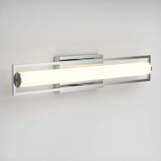 The Artika Rialto modern LED bathroom vanity light features a sleek chrome frame and long frosted glass shade, offering bright, even illumination with 3 adjustable color temperatures—perfect for modern spaces.