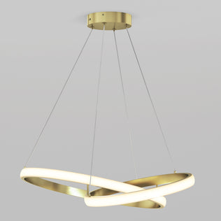 Artika Mora 28″ LED Pendant, 5CCT—gold/white rings, dimmable, hangs by 4 cables from a round ceiling mount.