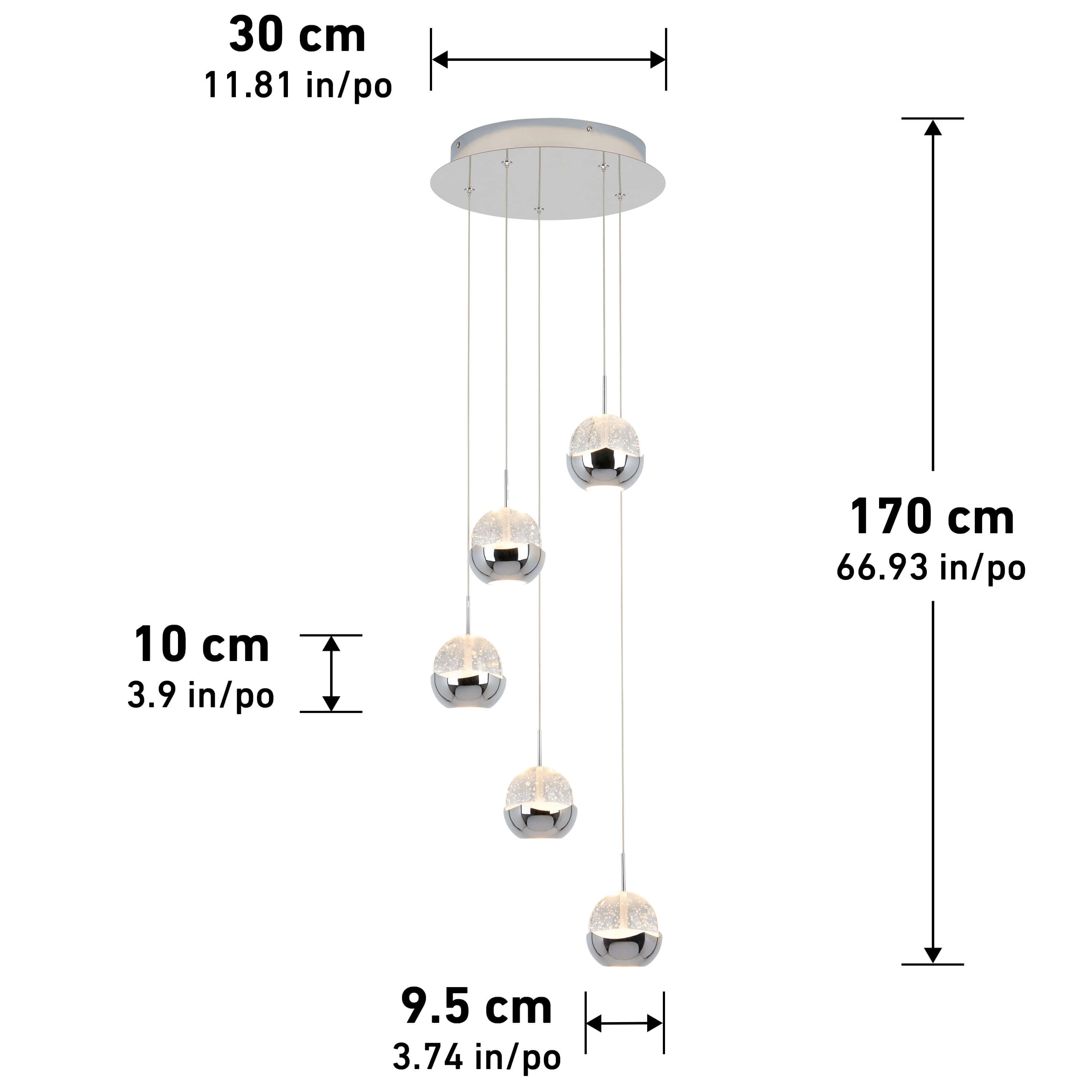 【ogii】ドテラ jb Ea  Gn Lv Lm 15ml ５点 猫P Oracle 5-Light LED Chrome Pendant | Artika