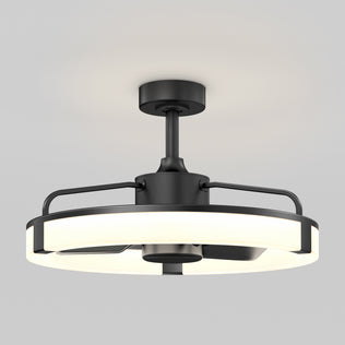 Artika Sunnyvale 23 in. LED modern fandelier ceiling fan with light and remote, shown on a white ceiling from a slight upward angle.