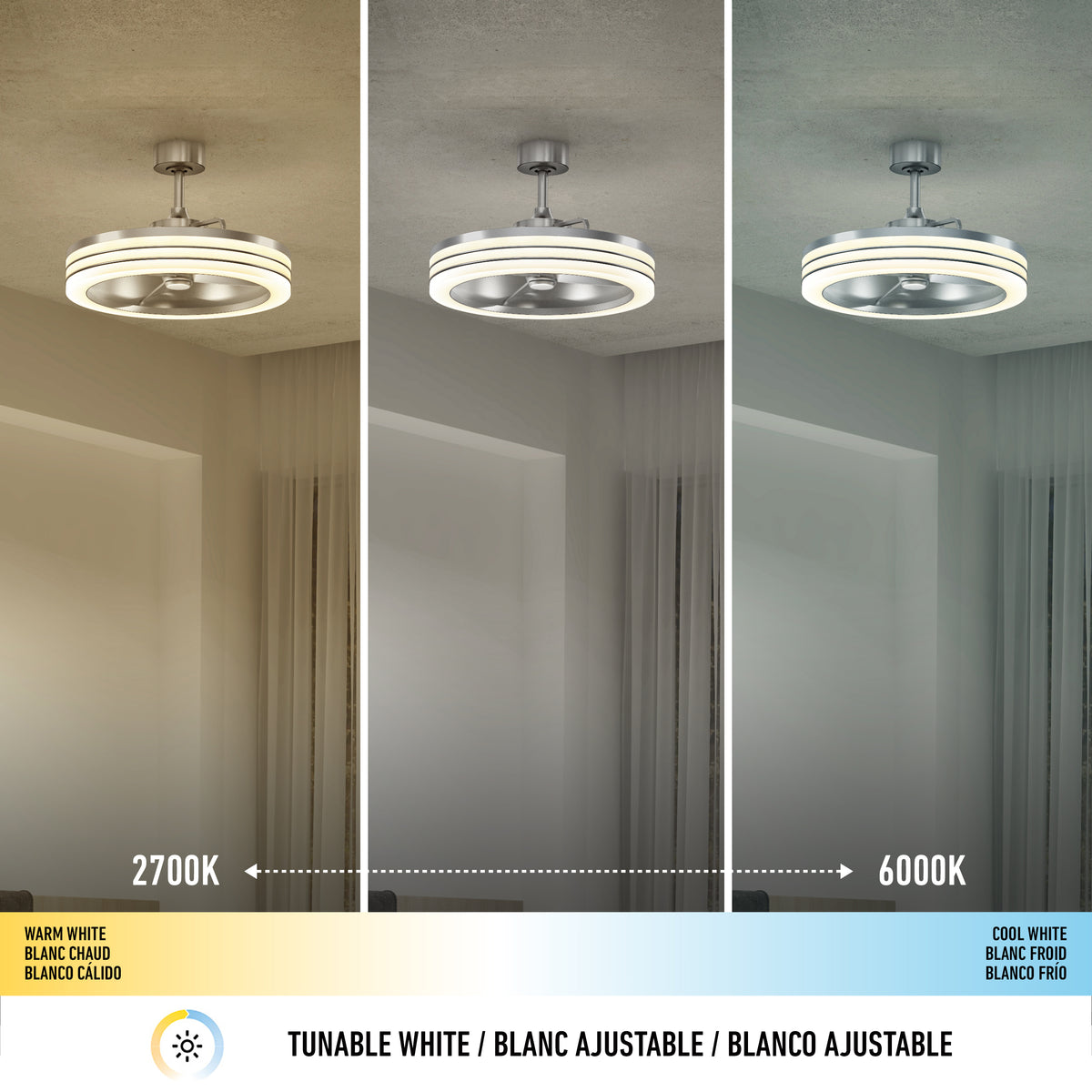 Horizon 58 cm (23 po) DEL moderne fandelier ventilateur de plafond avec lumière - télécommande incluse