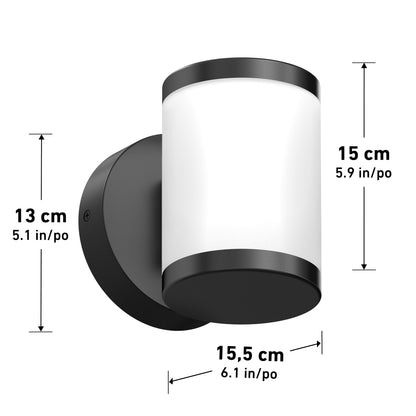 Artika Landon LED Outdoor Wall Light 2-Pack, black & white, 13x15x15.5 cm (5.1″x5.9″x6.1″)—versatile exterior lighting.