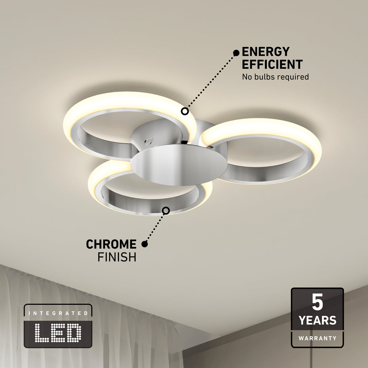Nyala luz de techo LED moderna empotrada 38 cm (15 in.) 5 CCT
