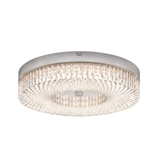 Artika FM Lysara 15 in. LED Fashion Flush Mount Ceiling Light 5 CCT with a round metal frame and a faceted crystal glass shade.